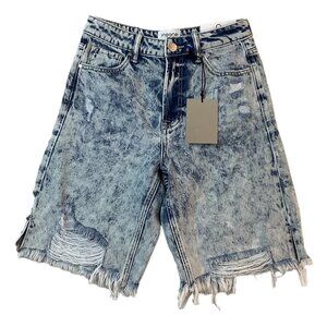 NWT Insane Gene Take No Slit Distressed Denim Bermuda Short Women's Size S